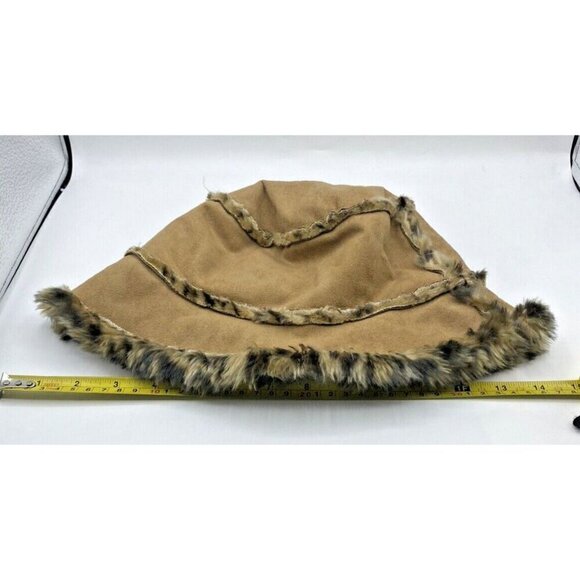 VTG Fair Weather Fairweather Animal Print Faux Fur Hat Size M 57 CM Mob Wife - Picture 10 of 14